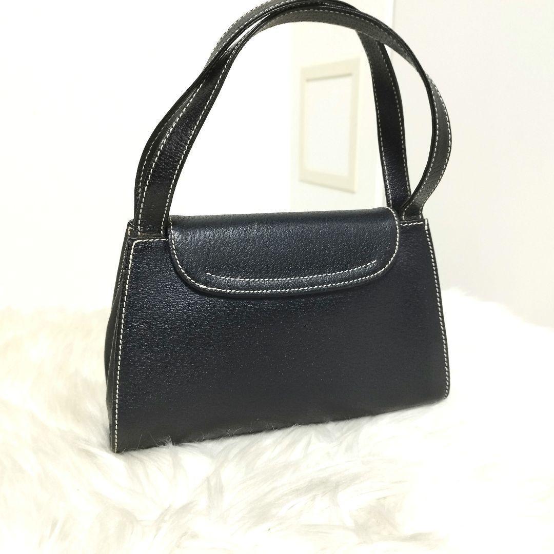 Valentino les sacs Hand Bag Tote Purse Leather Black Authentic