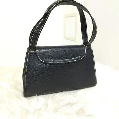 Valentino les sacs Hand Bag Tote Purse Leather Black Authentic