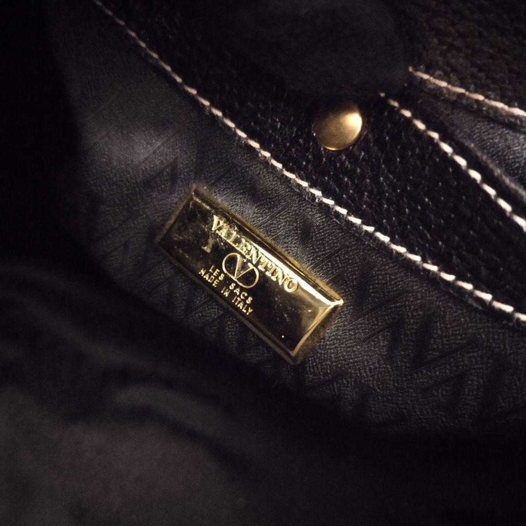 Valentino les sacs Hand Bag Tote Purse Leather Black Authentic