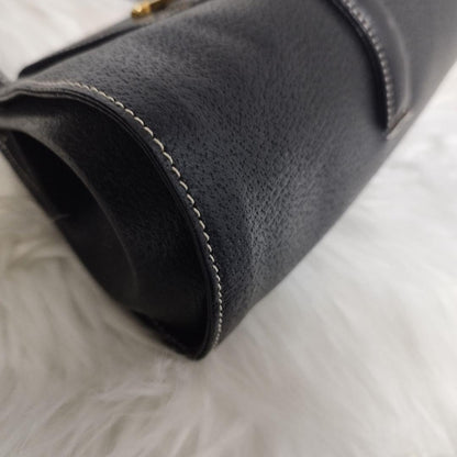 Valentino les sacs Hand Bag Tote Purse Leather Black Authentic