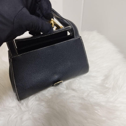 Valentino les sacs Hand Bag Tote Purse Leather Black Authentic