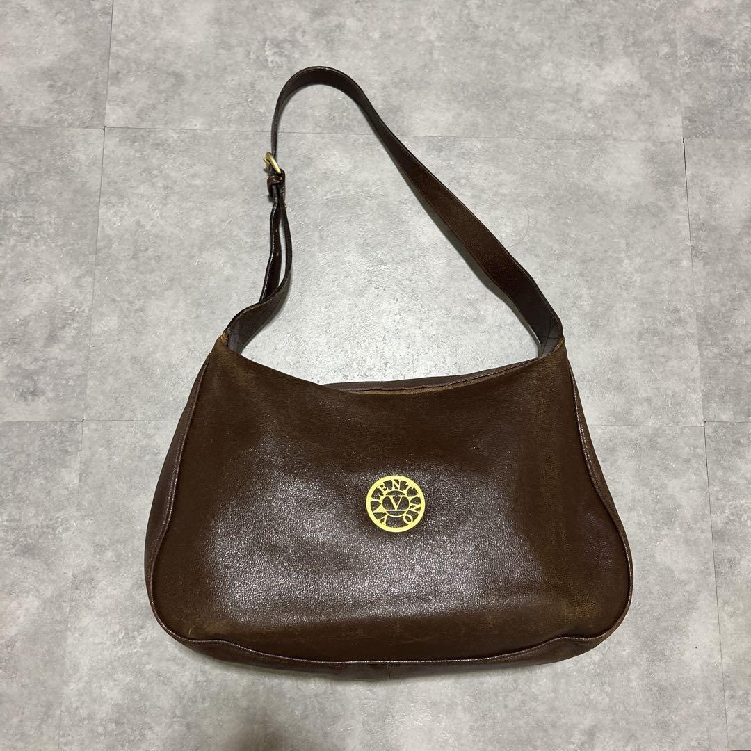 Valentino Garavani Shoulder Bag Purse Leather Brown Authentic