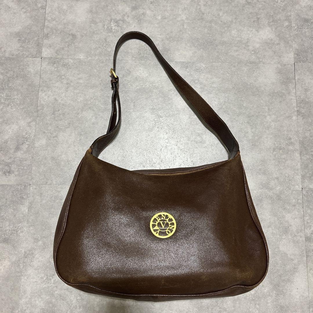 Valentino Garavani Shoulder Bag Purse Leather Brown Authentic