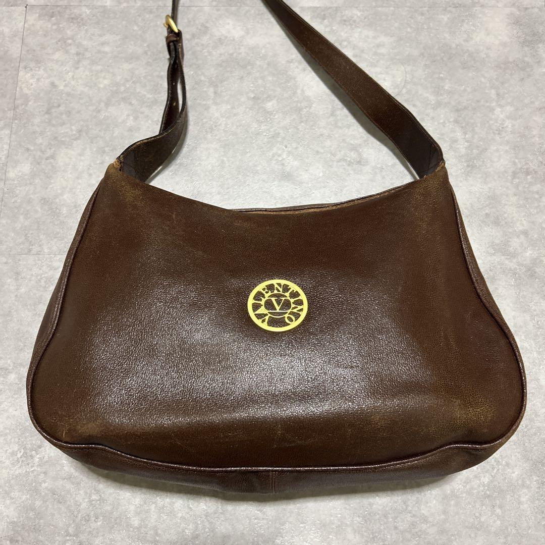 Valentino Garavani Shoulder Bag Purse Leather Brown Authentic