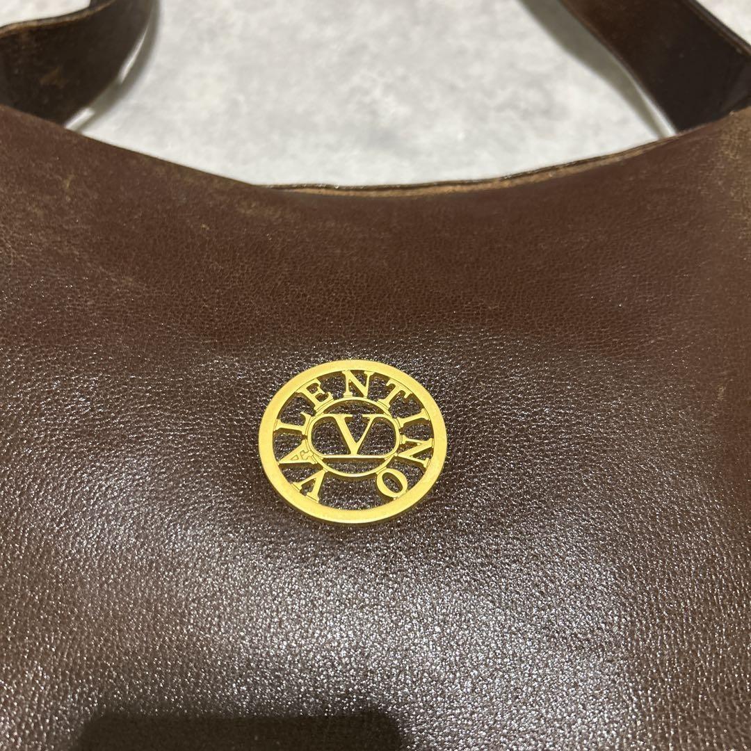 Valentino Garavani Shoulder Bag Purse Leather Brown Authentic