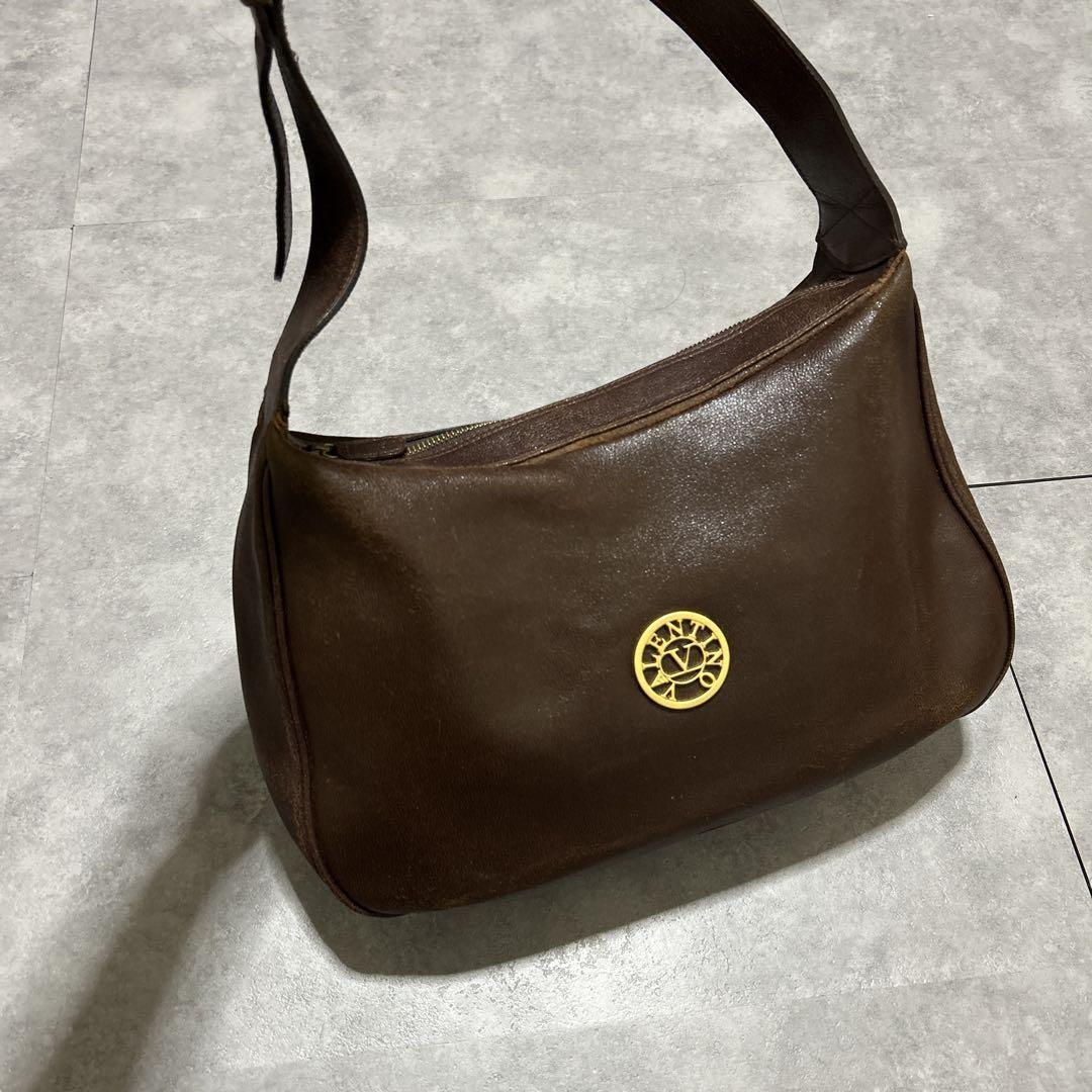 Valentino Garavani Shoulder Bag Purse Leather Brown Authentic