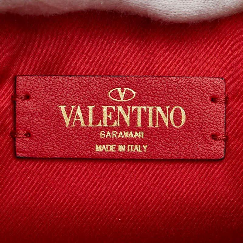 Valentino Garavani Clutch Bag Second Bag Logo Leather Red Authentic