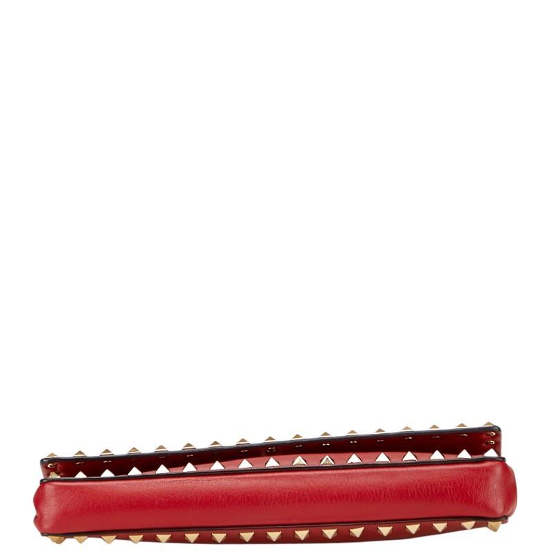 Valentino Clutch Bag Second Bag Rockstuds Leather Red Authentic