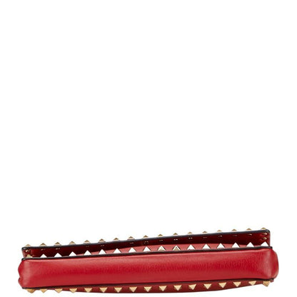 Valentino Clutch Bag Second Bag Rockstuds Leather Red Authentic