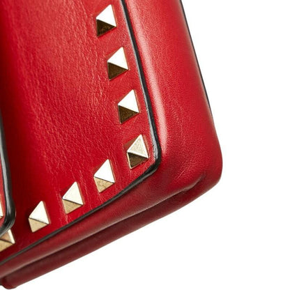Valentino Clutch Bag Second Bag Rockstuds Leather Red Authentic