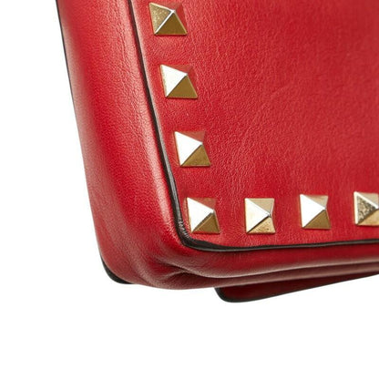 Valentino Clutch Bag Second Bag Rockstuds Leather Red Authentic