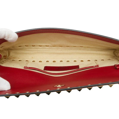 Valentino Clutch Bag Second Bag Rockstuds Leather Red Authentic