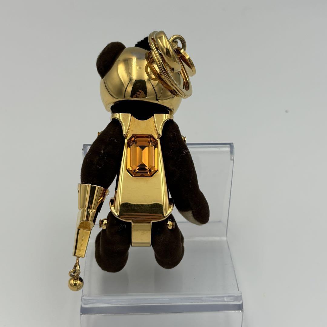 PRADA Key Ring Keychain Bag Charm Bear Dark Brown Gold Authentic