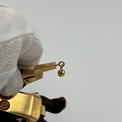 PRADA Key Ring Keychain Bag Charm Bear Dark Brown Gold Authentic