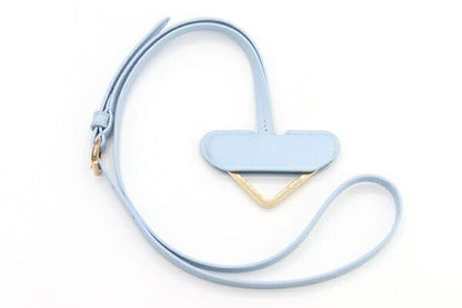 PRADA Key Ring Keychain Bag Charm Logo Light Blue Leather Authentic