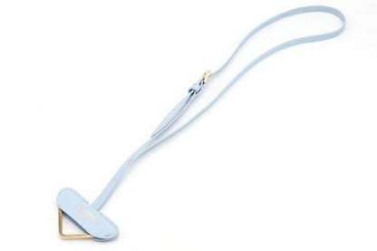 PRADA Key Ring Keychain Bag Charm Logo Light Blue Leather Authentic