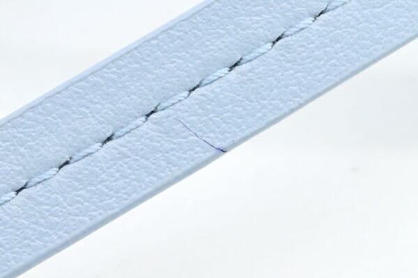 PRADA Key Ring Keychain Bag Charm Logo Light Blue Leather Authentic