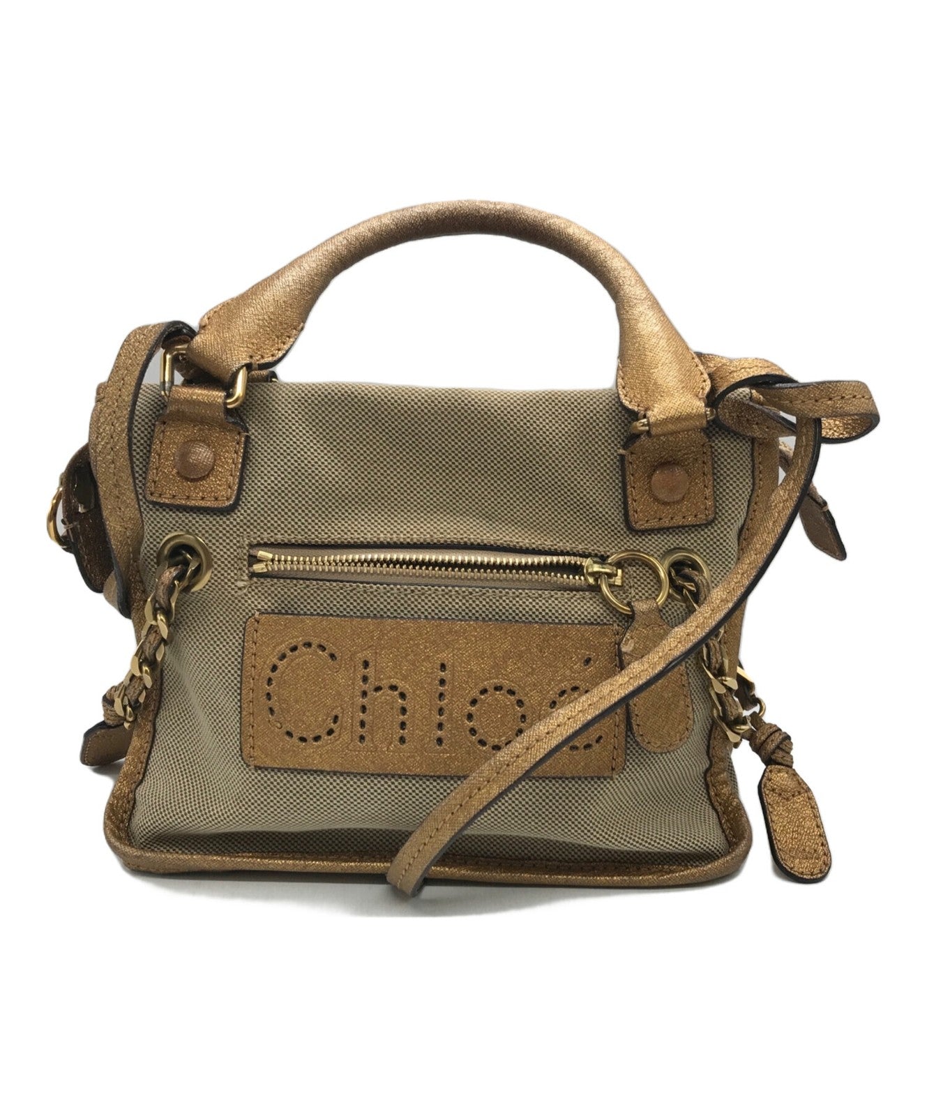 Chloe Harley Purse handbag shoulder bag canvas convertible bag Beige Used Unisex