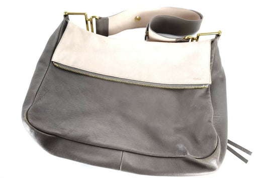 Chloe Venessa shoulder bag leather gray white Women's Authentic Used