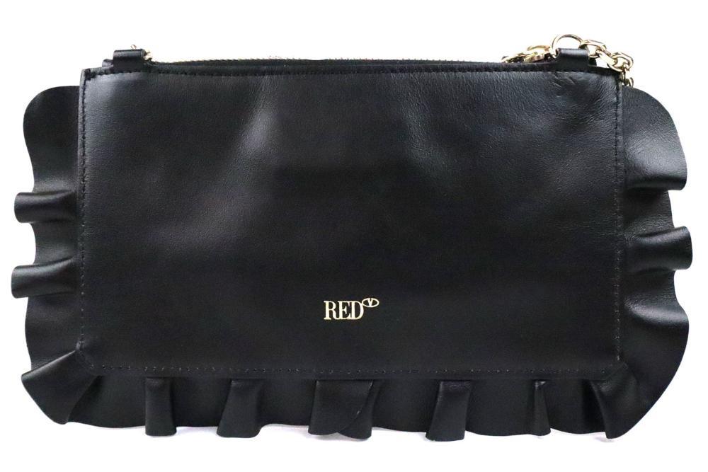 Valentino Shoulder Bag Purse Leather Black Authentic