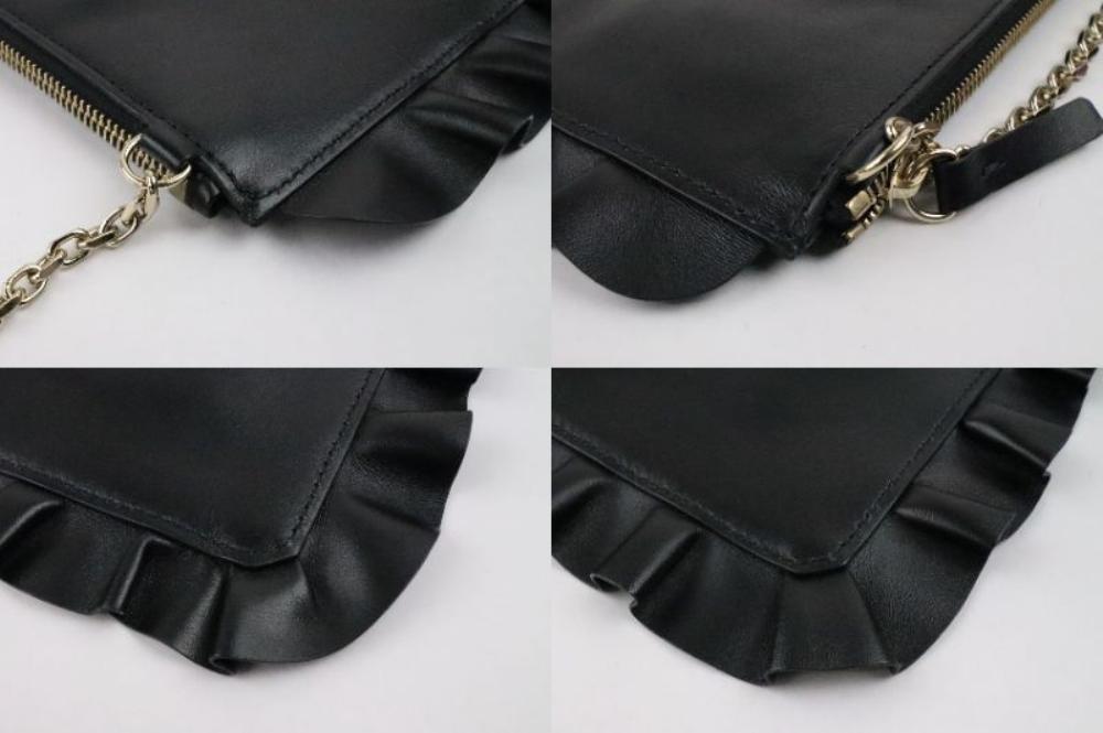 Valentino Shoulder Bag Purse Leather Black Authentic