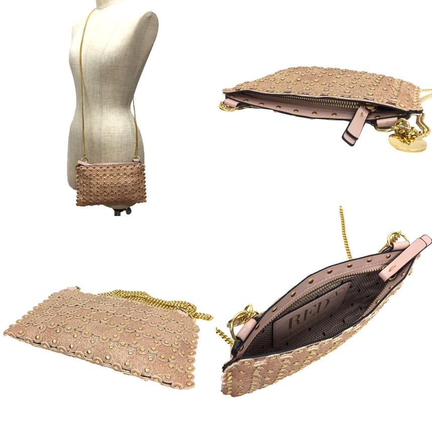 Red Valentino Shoulder Bag Purse Leather Pink Authentic