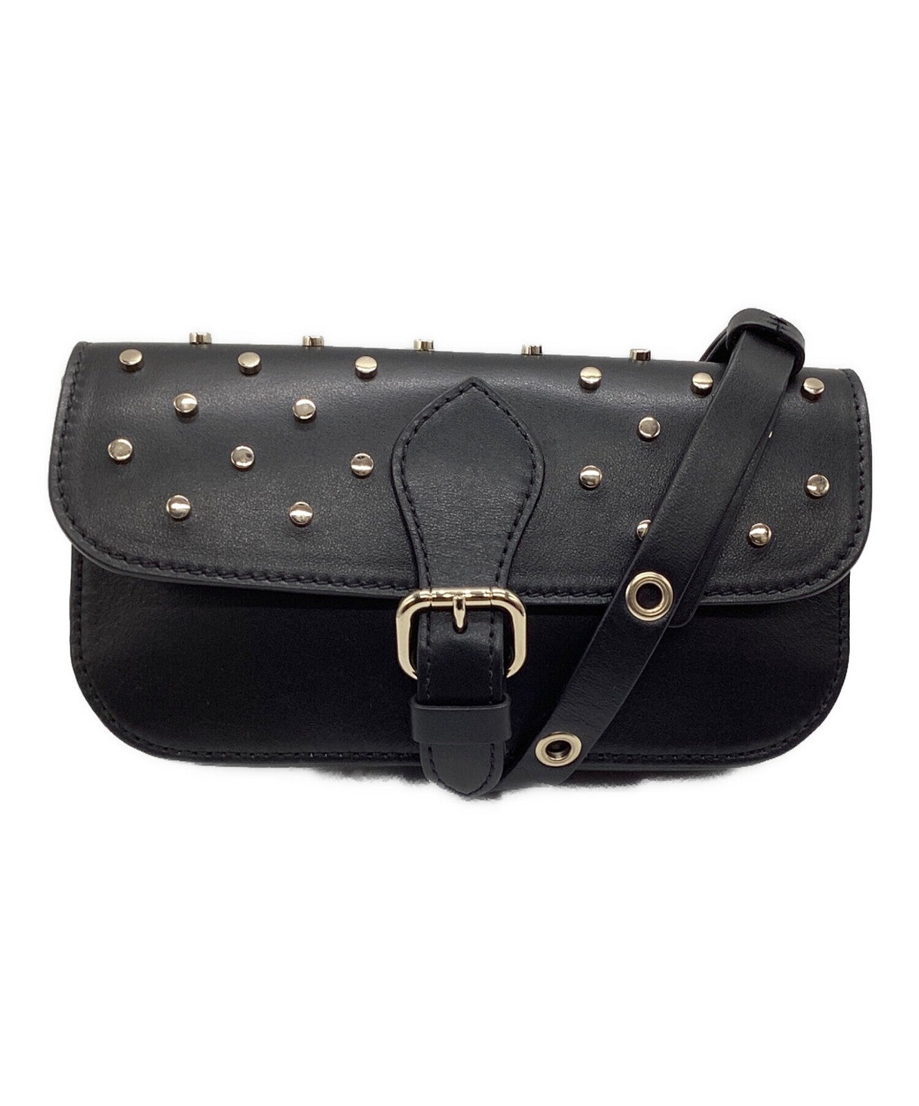 RED VALENTINO Shoulder Bag Purse Leather Black Authentic