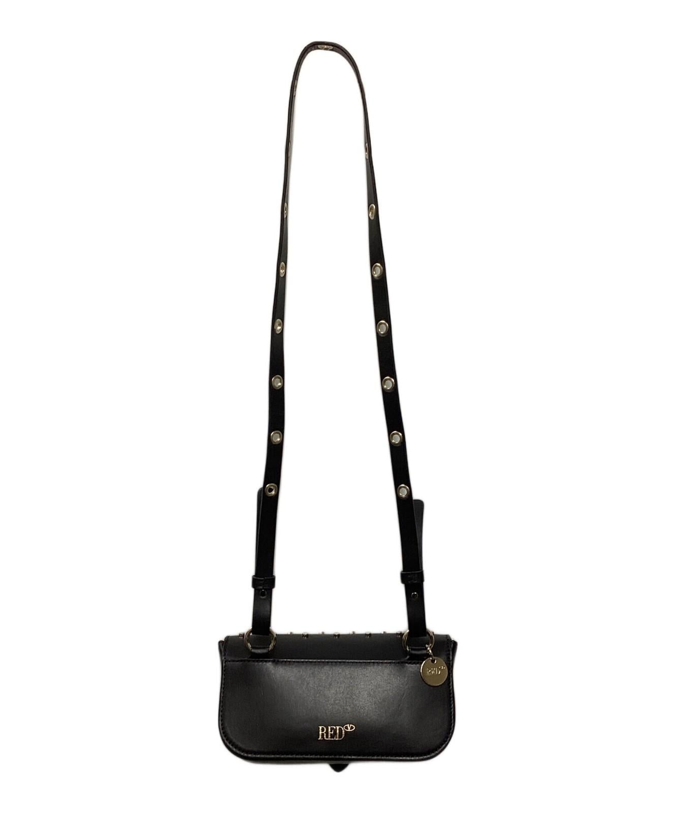 RED VALENTINO Shoulder Bag Purse Leather Black Authentic