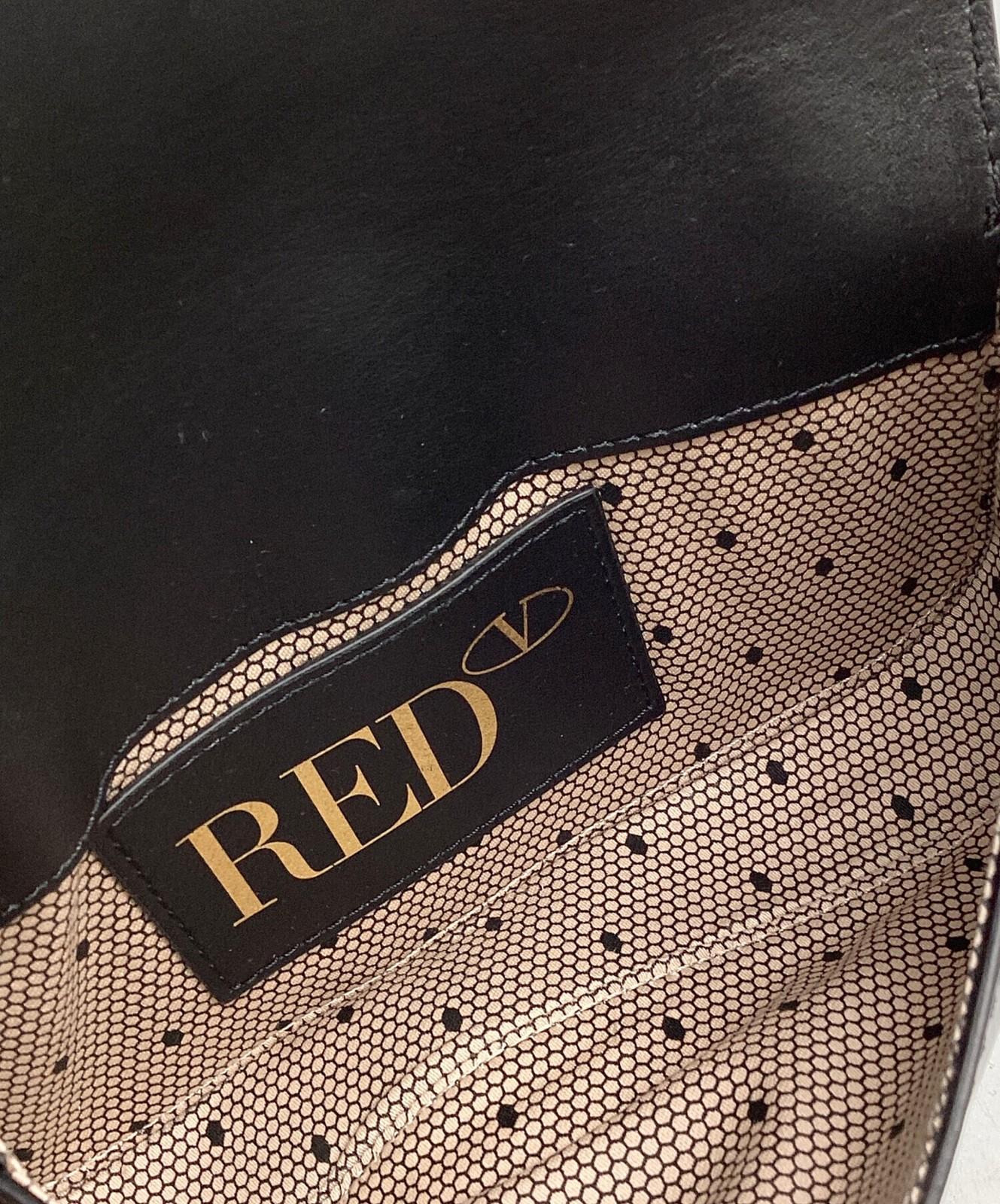 RED VALENTINO Shoulder Bag Purse Leather Black Authentic