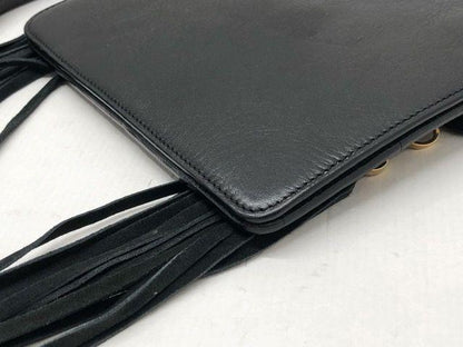 Chloe Shoulder Bag Purse Jane Tassel Fringe Suede Leather Black Authentic