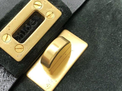 Chloe Shoulder Bag Purse Jane Tassel Fringe Suede Leather Black Authentic