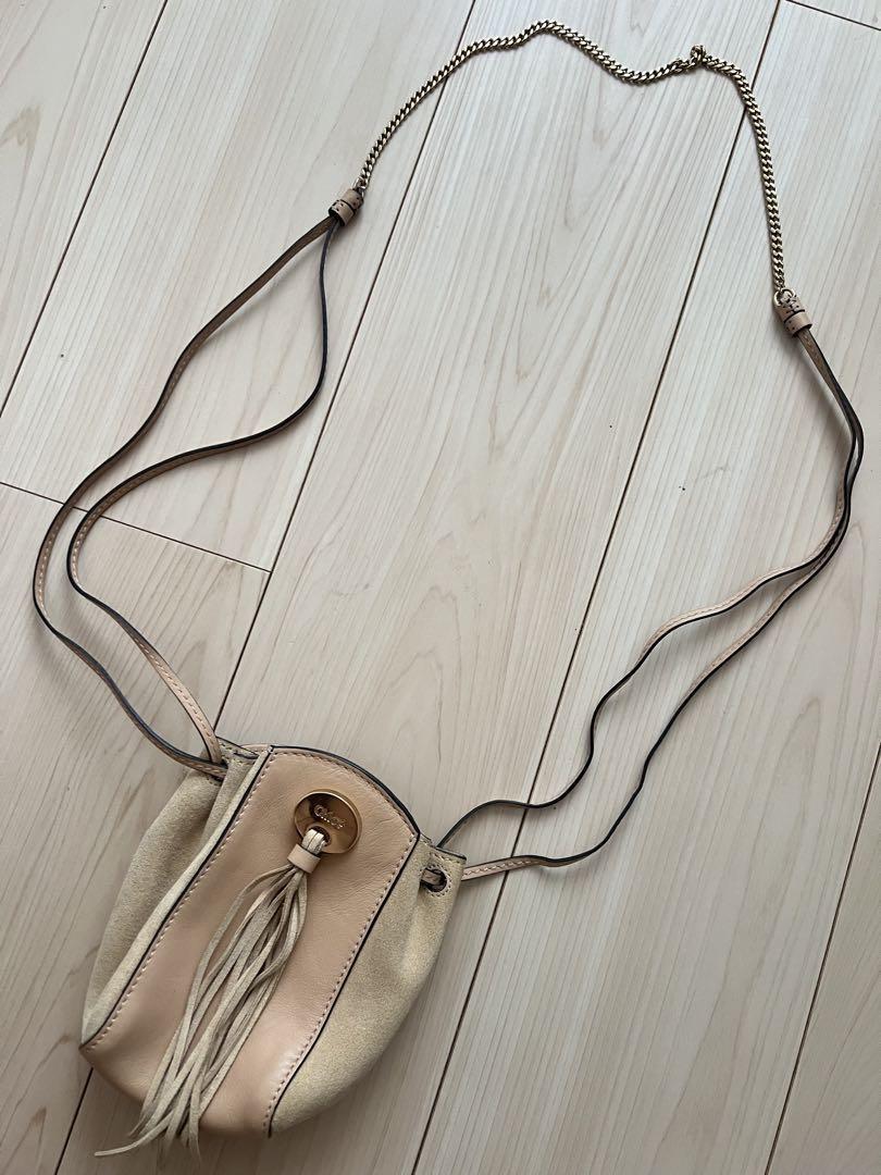 Chloe Shoulder Bag Purse Suede Leather Beige Authentic