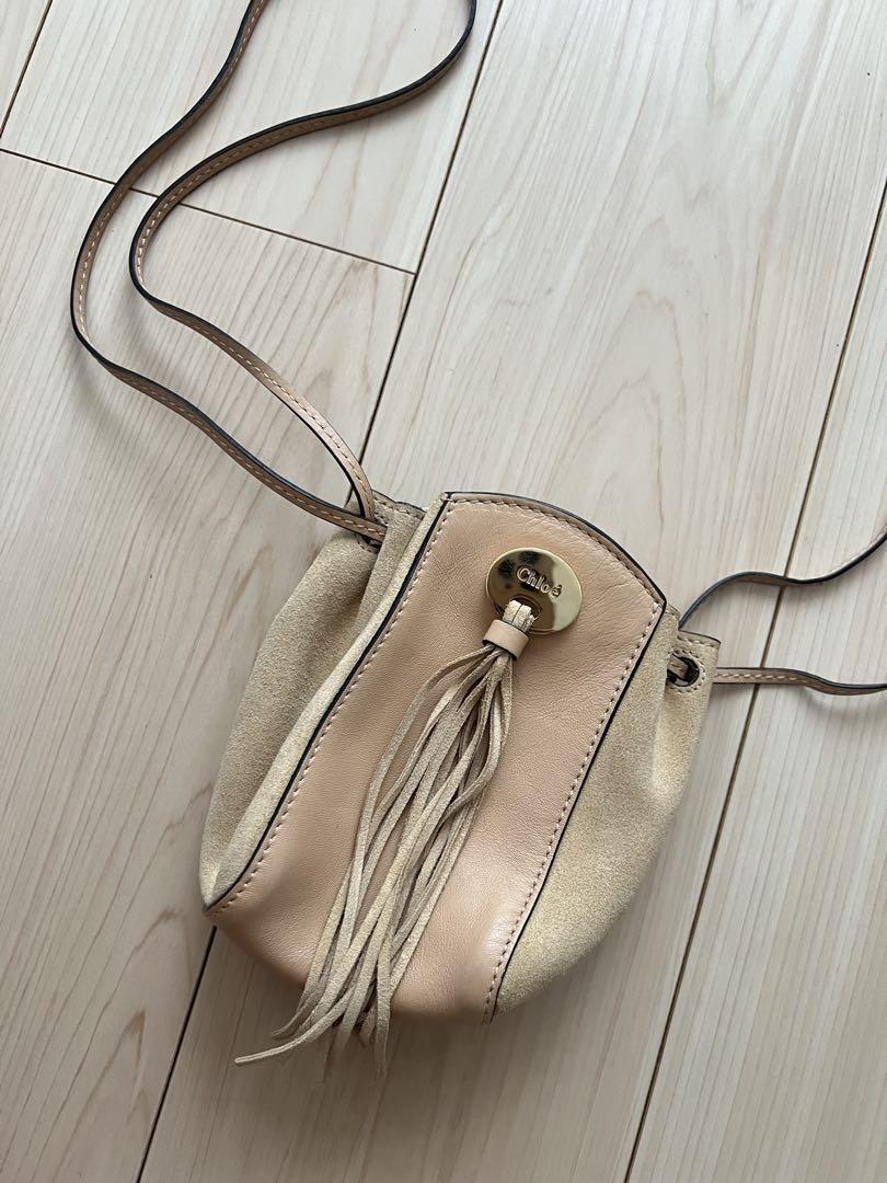 Chloe Shoulder Bag Purse Suede Leather Beige Authentic