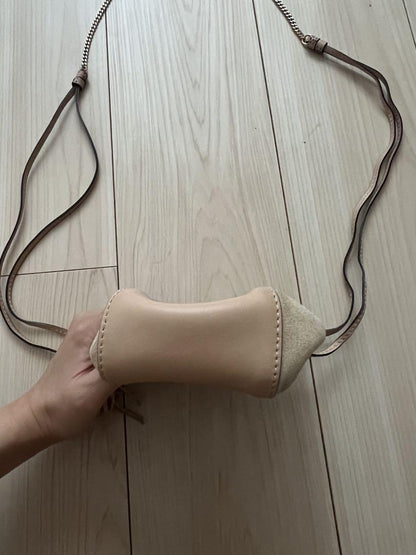 Chloe Shoulder Bag Purse Suede Leather Beige Authentic