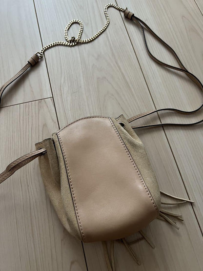 Chloe Shoulder Bag Purse Suede Leather Beige Authentic