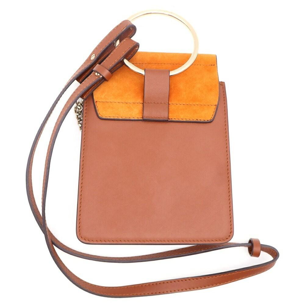 Chloe Shoulder Bag Purse Phone Shoulder Mini Bag Leather Suede Brown Orange