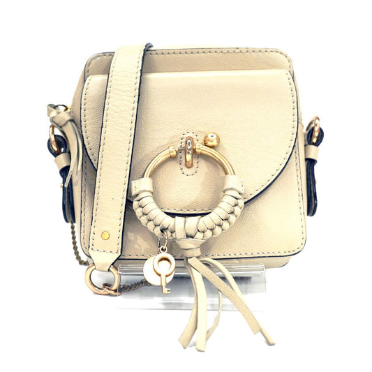 See By Chloe Shoulder Bag Purse Leather Beige Authentic