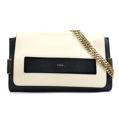 Chloe Shoulder Bag Purse Leather Ivory Black Authentic