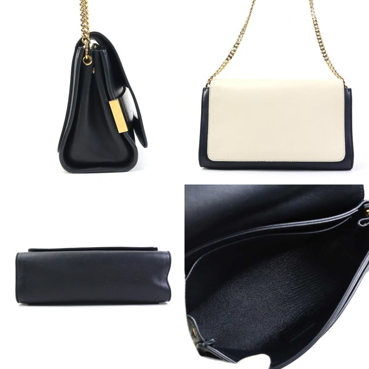 Chloe Shoulder Bag Purse Leather Ivory Black Authentic