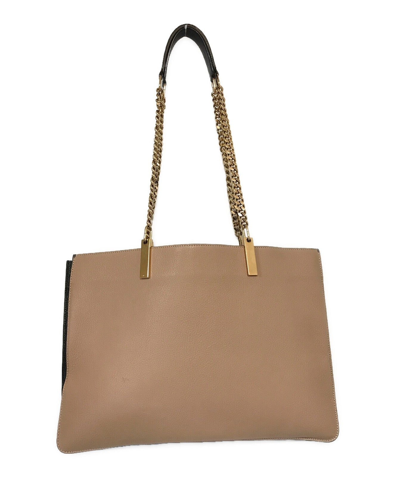 Chloe Hand Bag Tote Purse Chain Leather Black Pink Beige Authentic