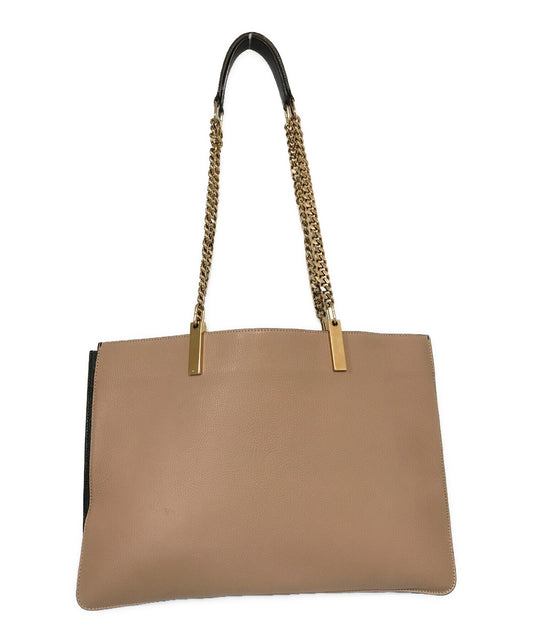 Chloe Hand Bag Tote Purse Chain Leather Black Pink Beige Authentic