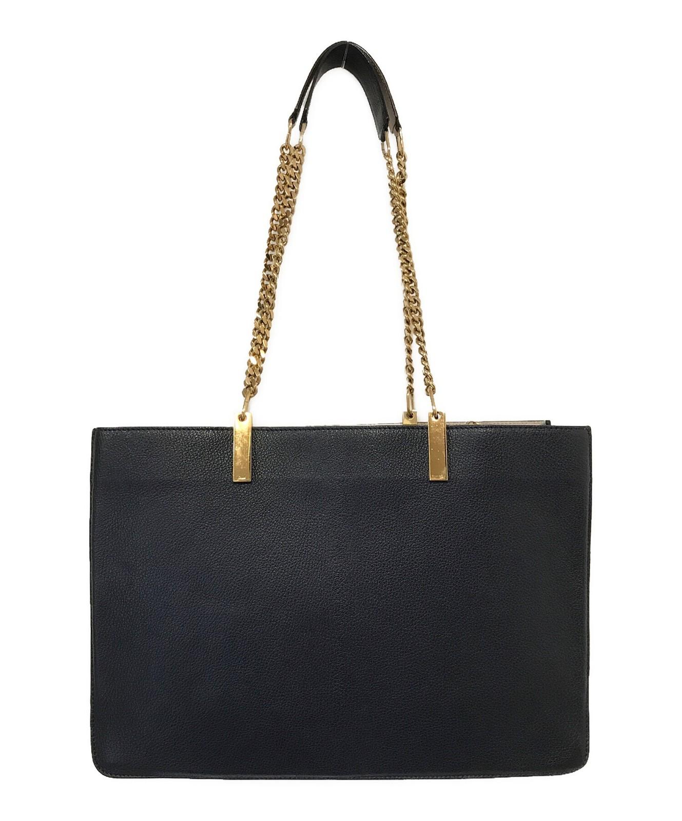 Chloe Hand Bag Tote Purse Chain Leather Black Pink Beige Authentic