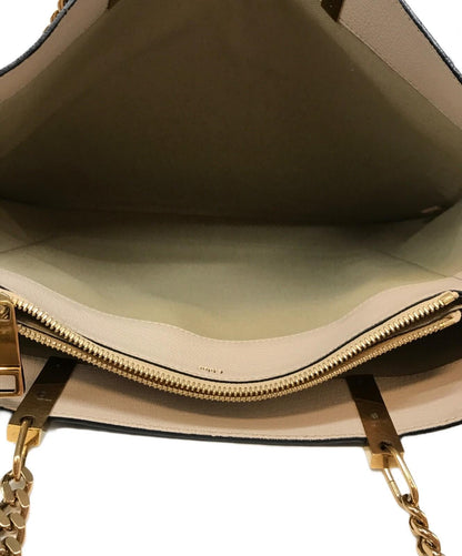 Chloe Hand Bag Tote Purse Chain Leather Black Pink Beige Authentic