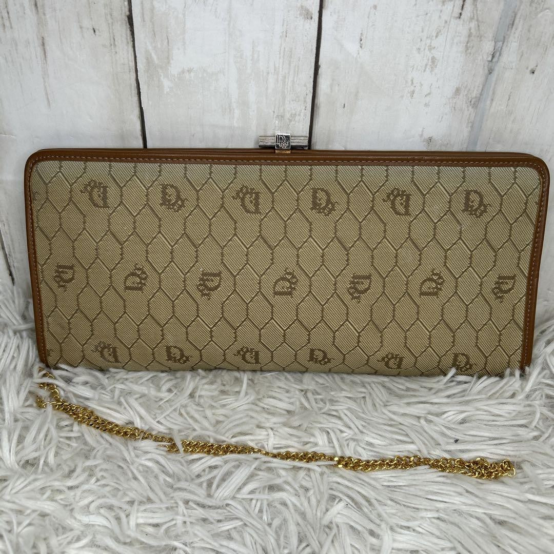 Christian Dior Shoulder Bag Purse Honeycomb Canvas Beige Brown Authentic