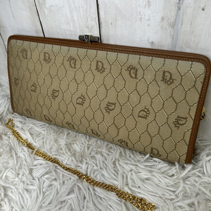 Christian Dior Shoulder Bag Purse Honeycomb Canvas Beige Brown Authentic