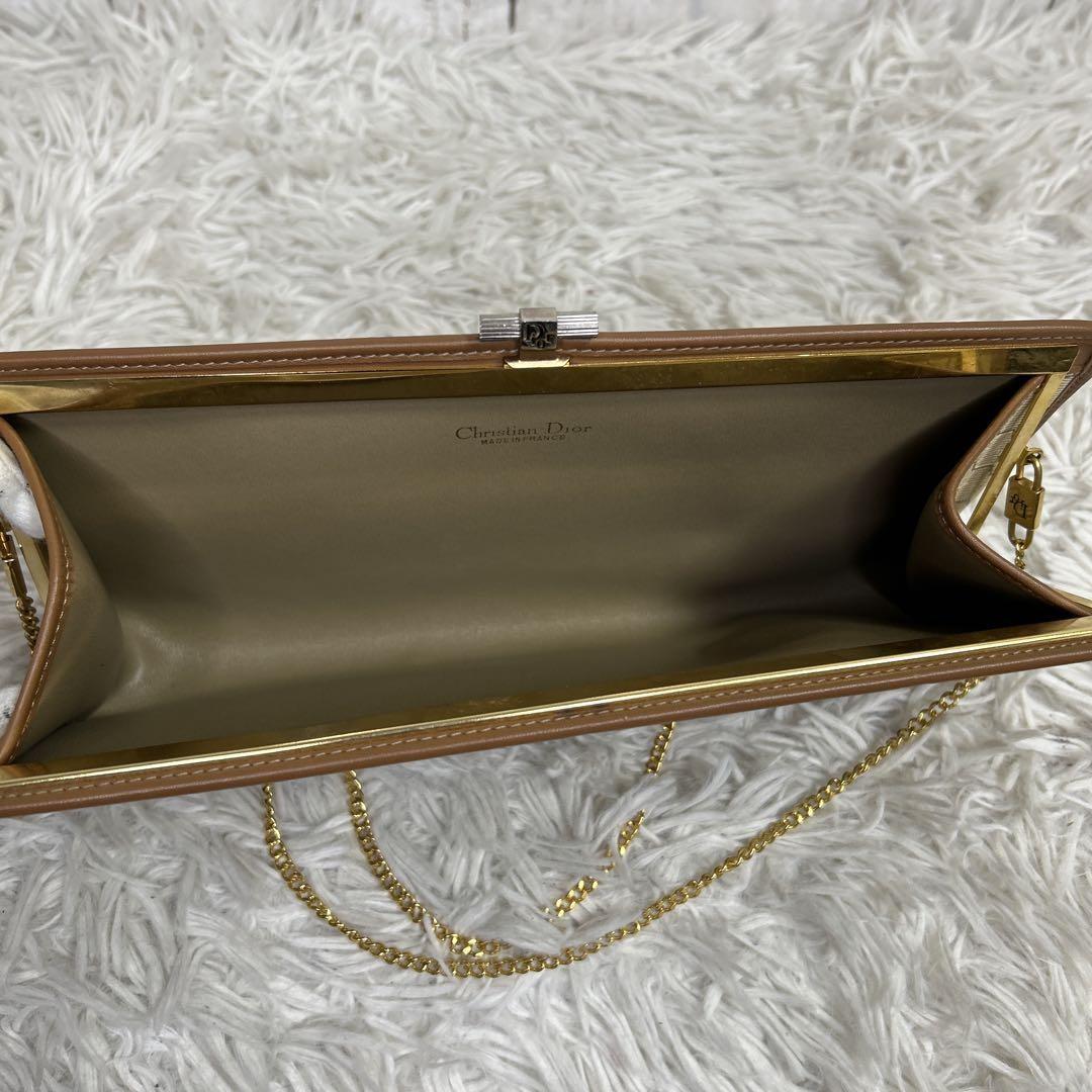 Christian Dior Shoulder Bag Purse Honeycomb Canvas Beige Brown Authentic