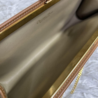 Christian Dior Shoulder Bag Purse Honeycomb Canvas Beige Brown Authentic