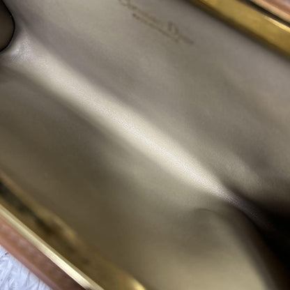 Christian Dior Shoulder Bag Purse Honeycomb Canvas Beige Brown Authentic