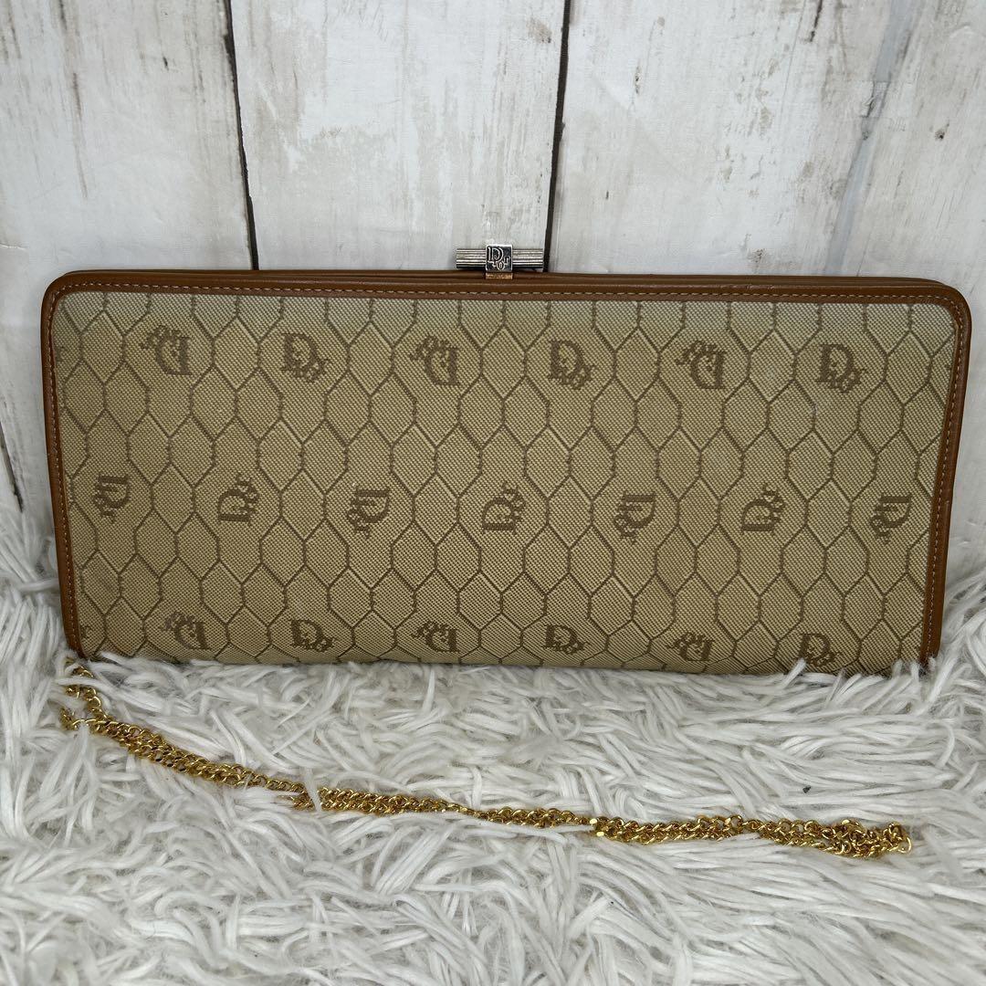 Christian Dior Shoulder Bag Purse Honeycomb Canvas Beige Brown Authentic