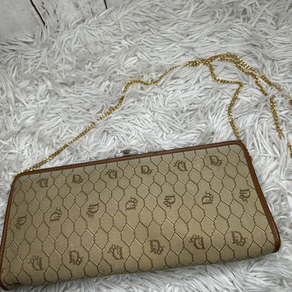 Christian Dior Shoulder Bag Purse Honeycomb Canvas Beige Brown Authentic
